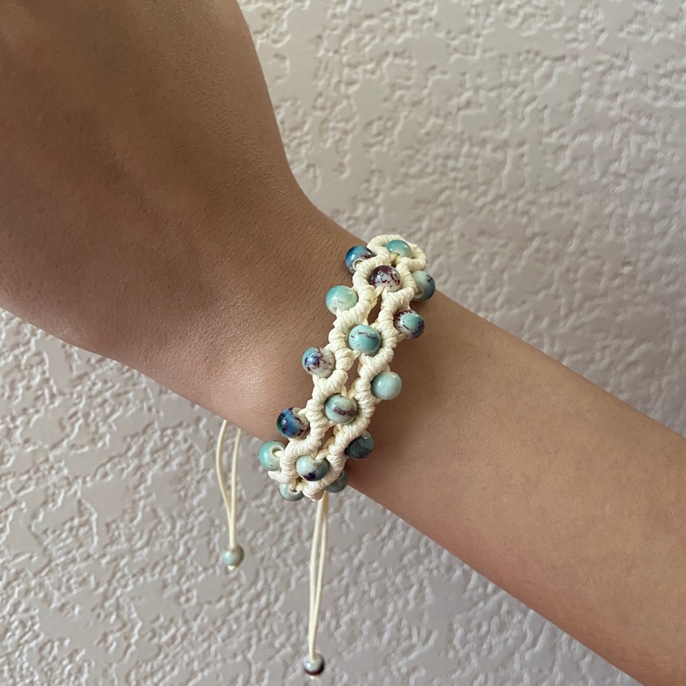 Ceramic Bead Charm Bracelet BOHO Bolo - Picture 3 of 11